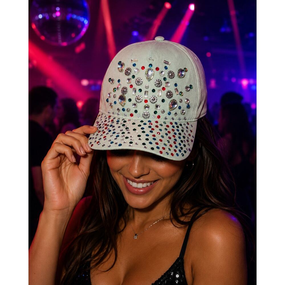Rhinestone Accent Y2K style Shiny Bling Hip Hop Streetwear Baseball Cap Hat